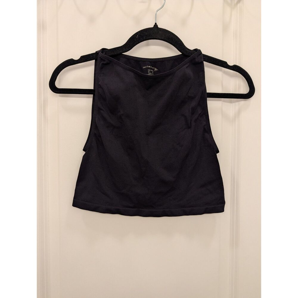 Intimately Free People Black Seamless High Neck Crop Tank Top Size XS/S